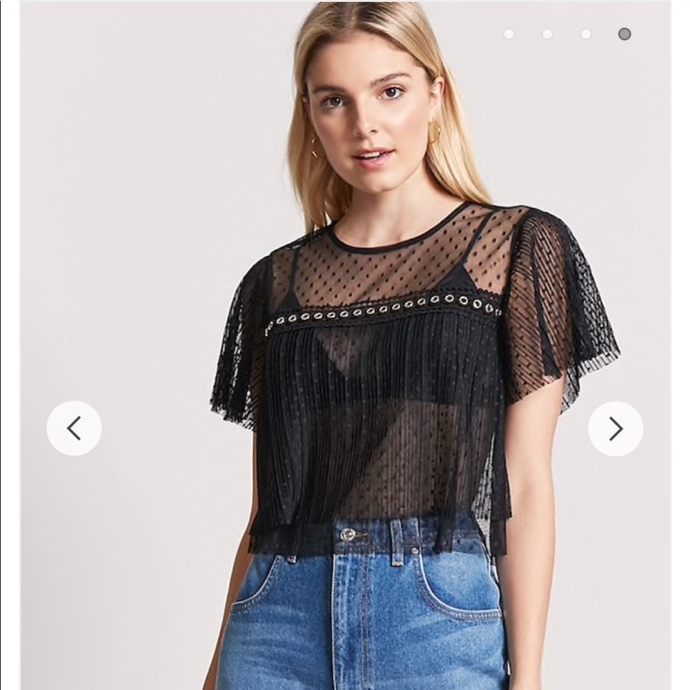 Sexy black sheer crop top